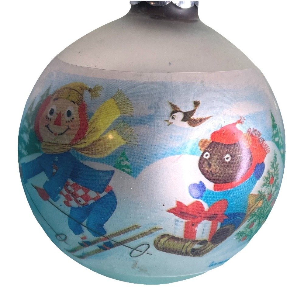 Vintage 1973 Corning Raggedy Andy‎ Ski Teddy Christmas Ornaments Bobbs Merrill
